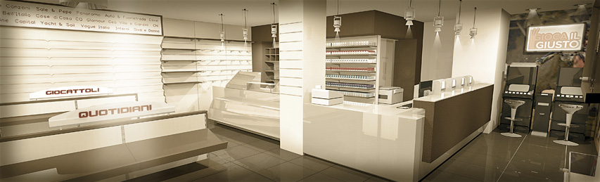 Design of tobacco shop furnishings and displays